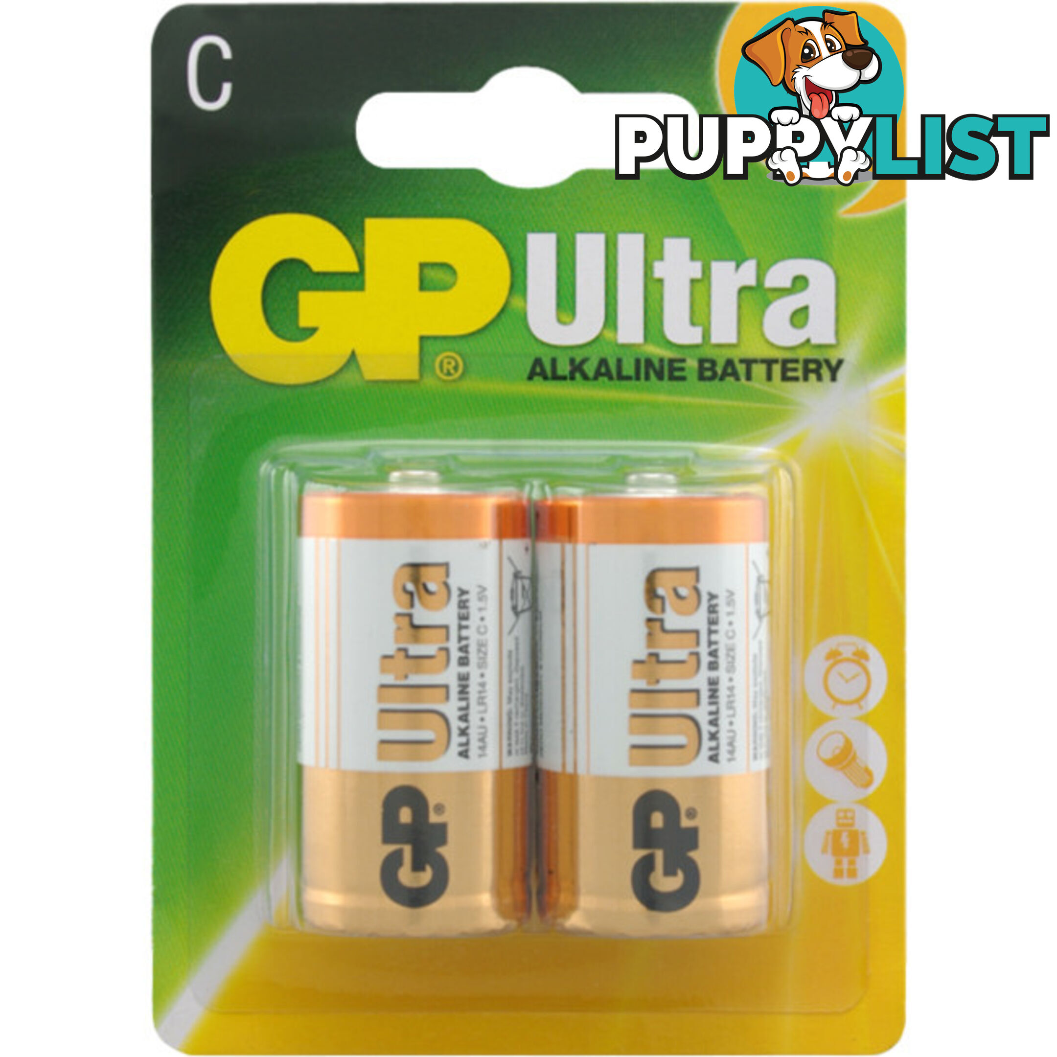 GP14AUC2 GP 1.5V ULTRA ALKALINE C BATTERY CARD OF 2