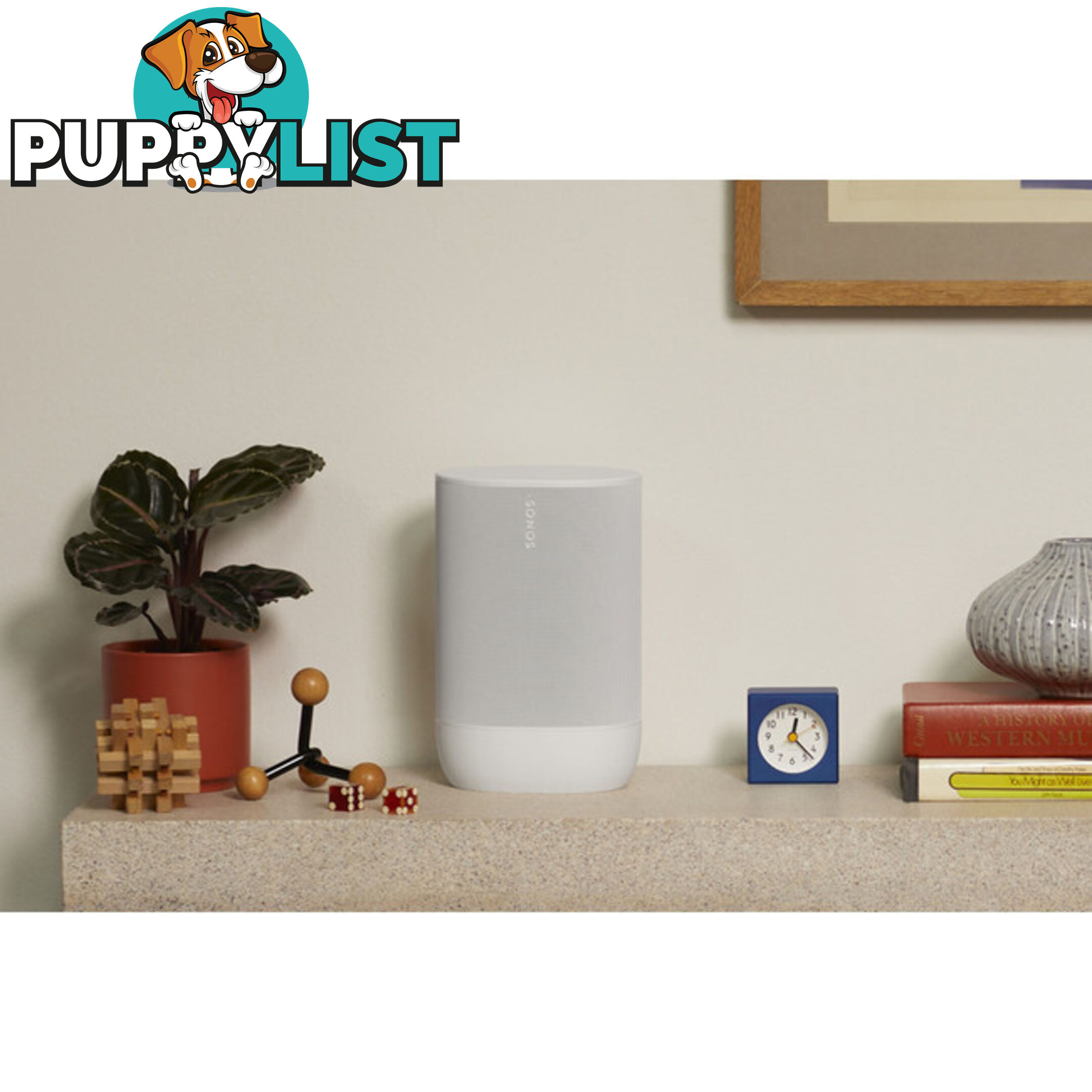 MOVE2WH BLUETOOTH & WIFI PORTABLE HOME SPEAKER APPLE AIRPLAY2- LUNAR WHITE