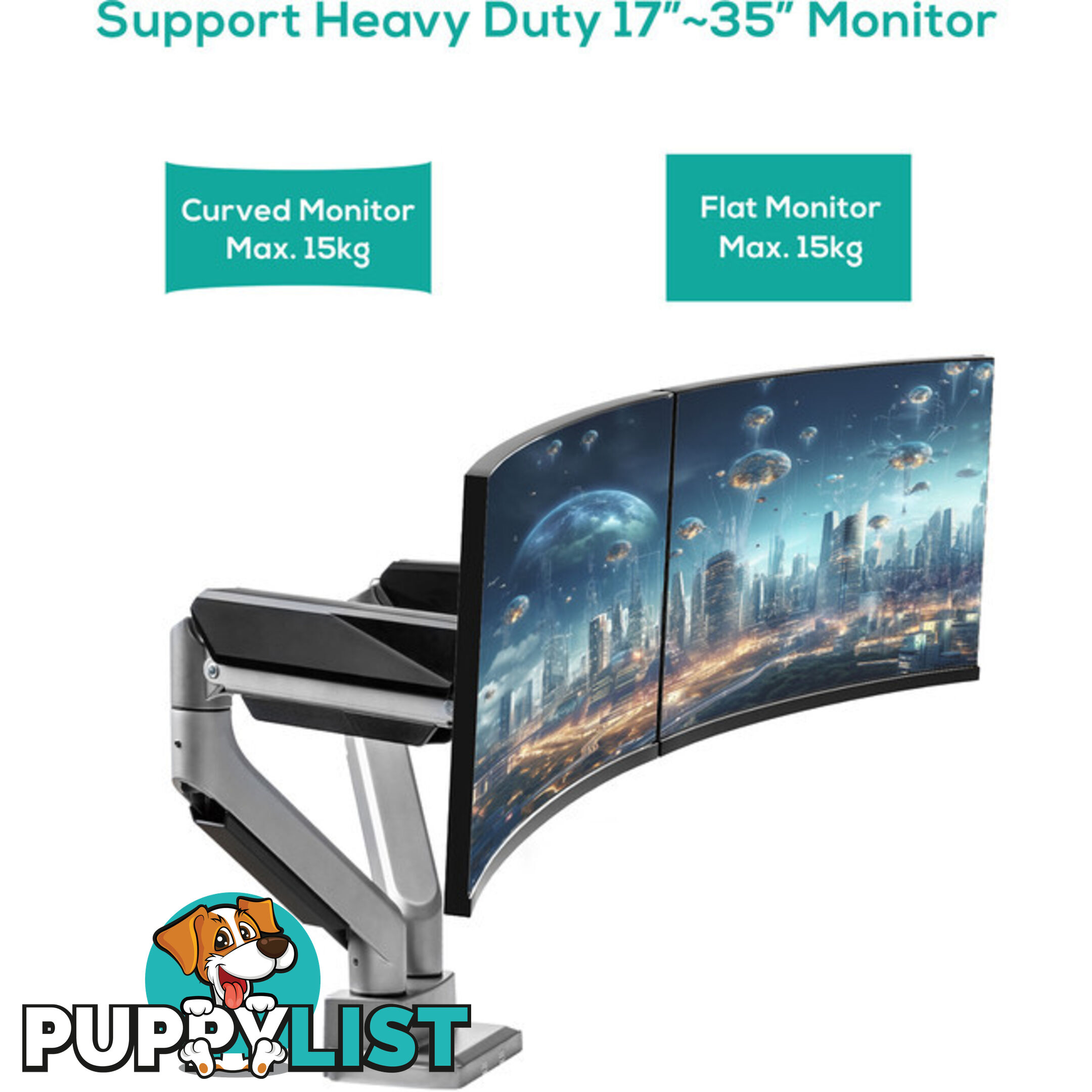 DGS01Y HEAVY DUTY GAS SPRING DUAL MONITOR ARM ACTIVIVA