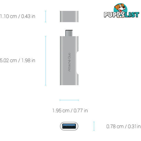 UTC02 DUO USB-C TO USB 3.1 ADAPTOR TYPE-C CHARGER ATTACHE