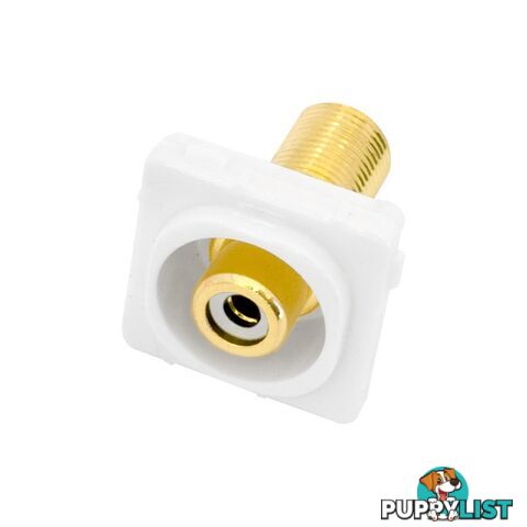 PK4652 WHITE RCA SOCKET TO 'F' SOCKET INSERT TO SUIT CLIPSAL GOLD