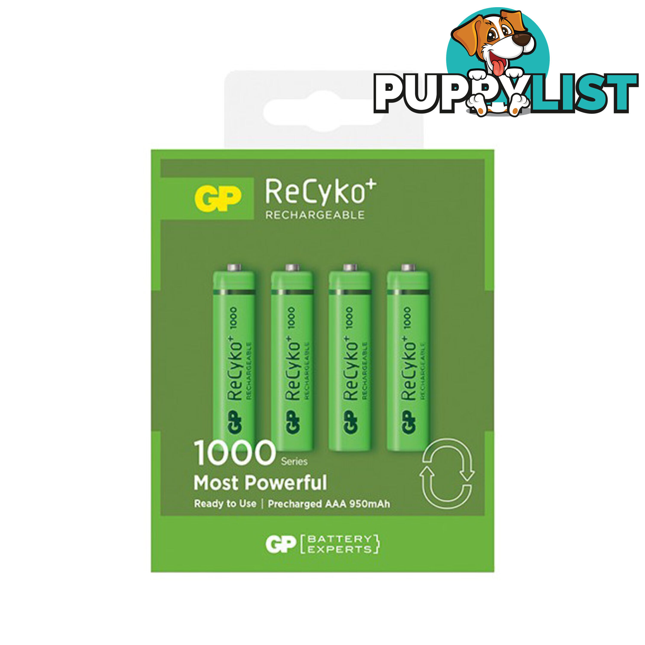 GP4AAA1000 RECYKO 950MAH AAA 4PK RECHARGEABLE BATTERIES GP