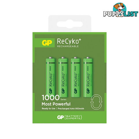 GP4AAA1000 RECYKO 950MAH AAA 4PK RECHARGEABLE BATTERIES GP