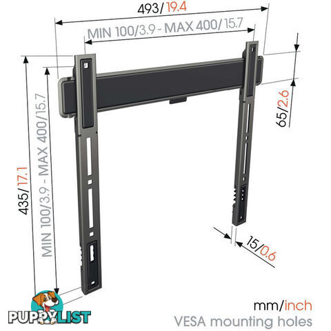 TVM5405 ELITE SERIES MEDIUM 32"-77" FIXED WALL MOUNT MAX 75KG