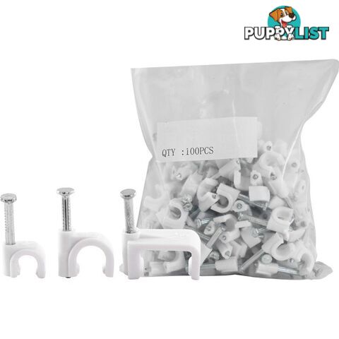 8RCCW 8MM CABLE CLIP TO SUIT RG6QUAD CABLE ROUND WHITE 100PACK