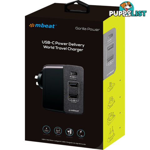 PD45 USB-C 45W WORLD TRAVEL CHARGER POWER DELIVERY GORILLA POWER