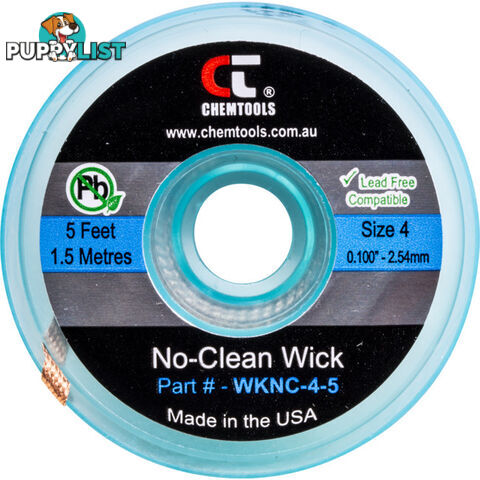 SWNC4S 2.5MM X 1.5M SODER WICK BRAID CHEMTOOLS #4 BLUE NO CLEAN