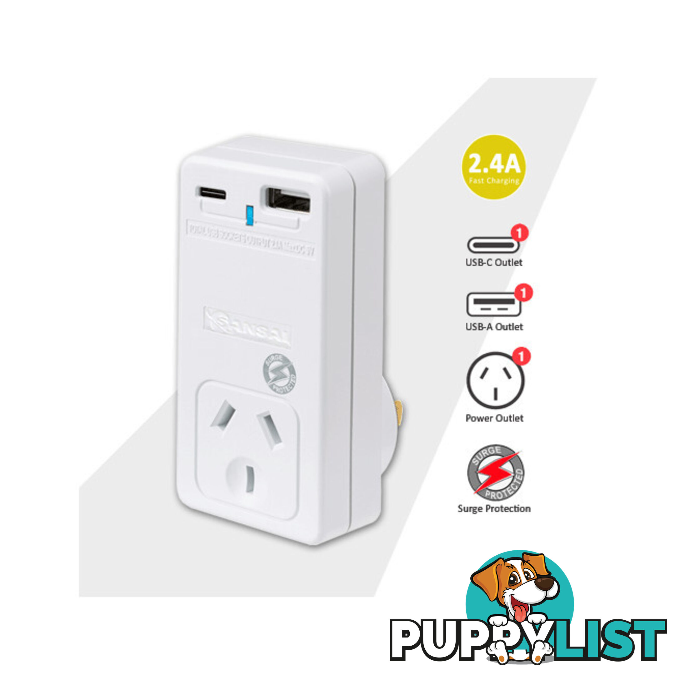 PAD301USB SURGE PROTECTOR WITH USB-C AND A