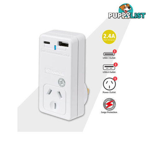 PAD301USB SURGE PROTECTOR WITH USB-C AND A