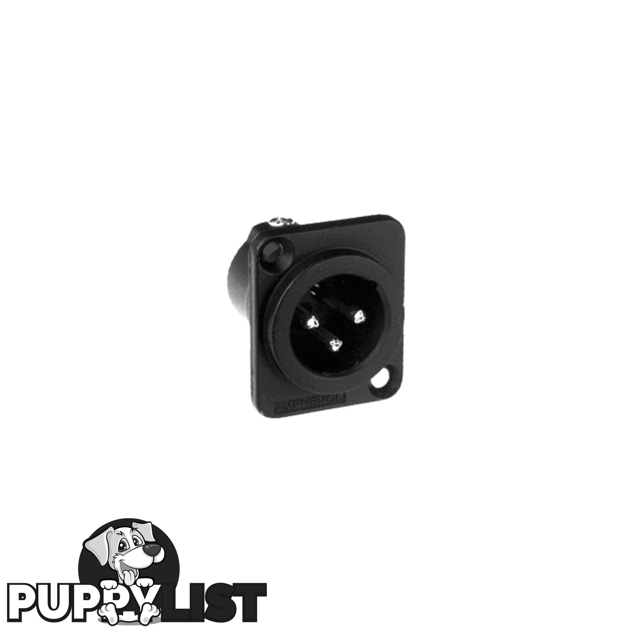 PD5342 3 PIN PANEL XLR PLUG (AC3MDZB) METAL BLACK SQUARE HOLLOW PINS