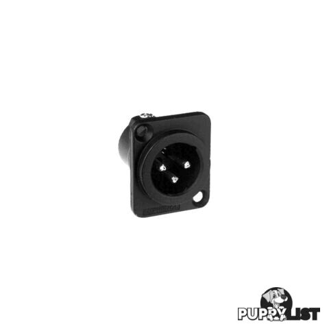 PD5342 3 PIN PANEL XLR PLUG (AC3MDZB) METAL BLACK SQUARE HOLLOW PINS