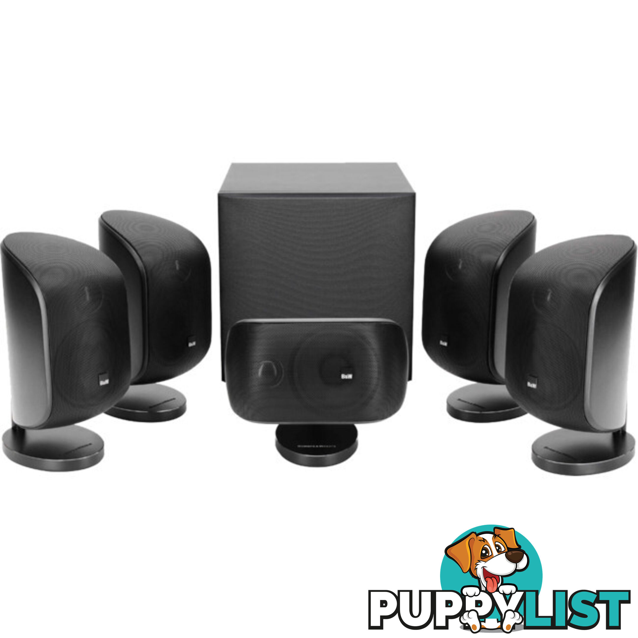 MT50BLACK MINI THEATRE SPEAKERS AND SUB 5X M1 SPEAKERS AND ASW608 SUB