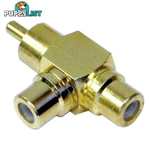 PA2480 RCA PLUG TO 2X RCA SOCKETS GOLD PLATED DOUBLE ADAPTOR