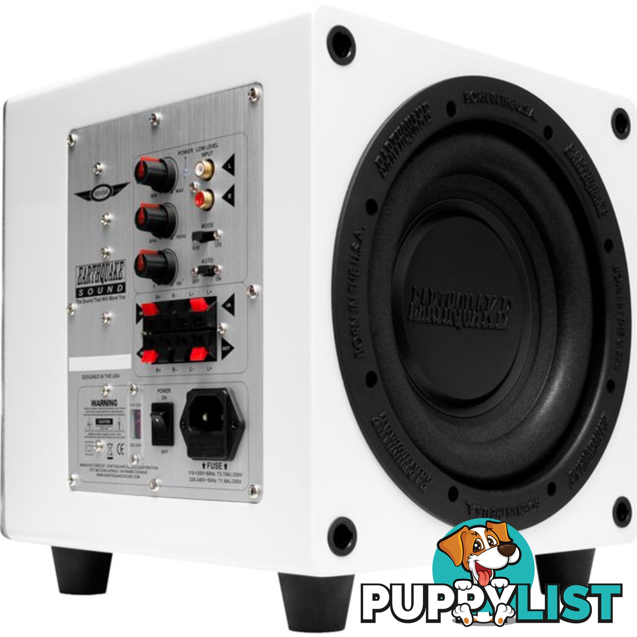 MINIMEP8W-V2 8" POWERED SUBWOOFER 320W W/ SLAPS WHITE EARTHQUAKE