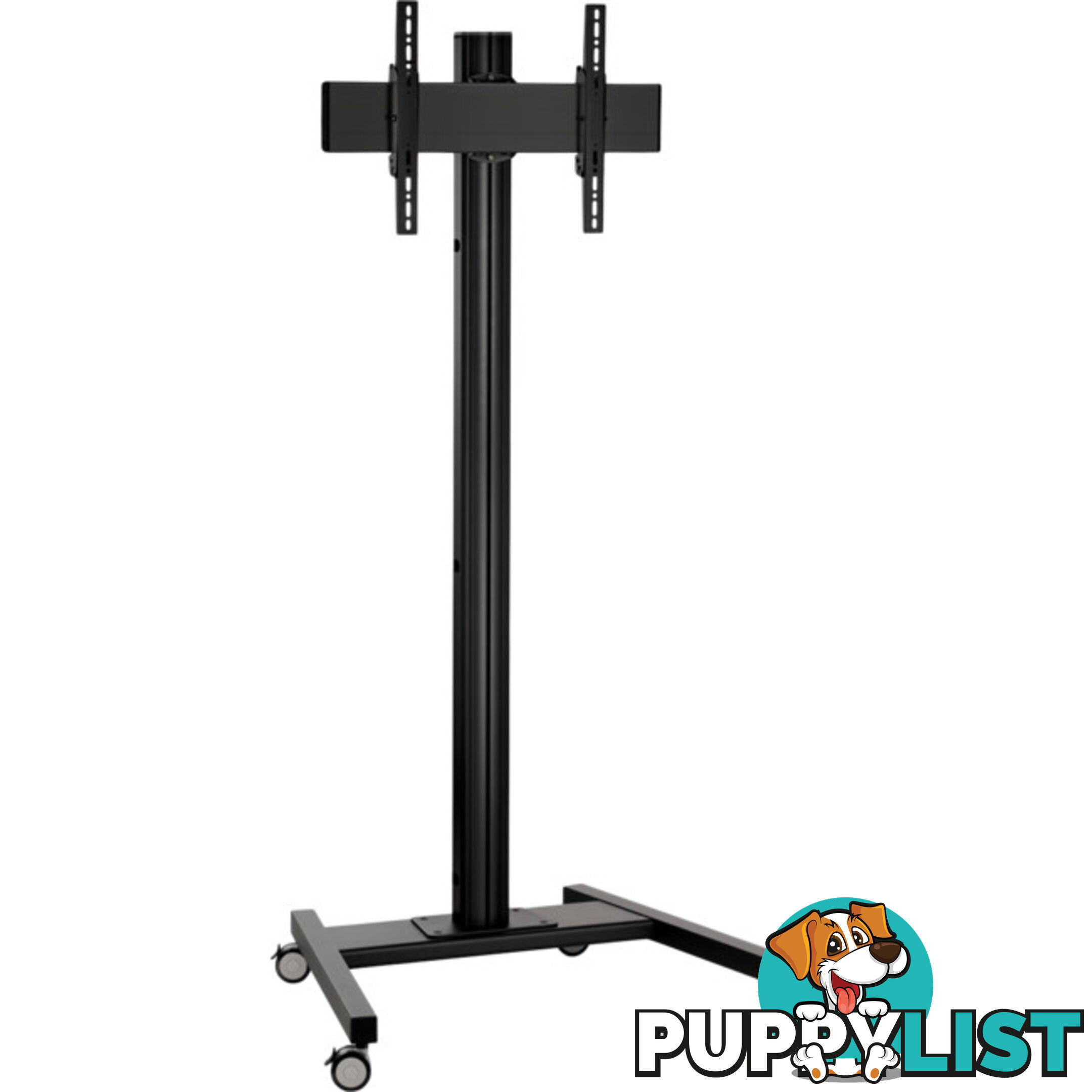 T1844B 1.8M SINGLE POLE TV TROLLEY 400X400 UP TO 65" TV - BLACK