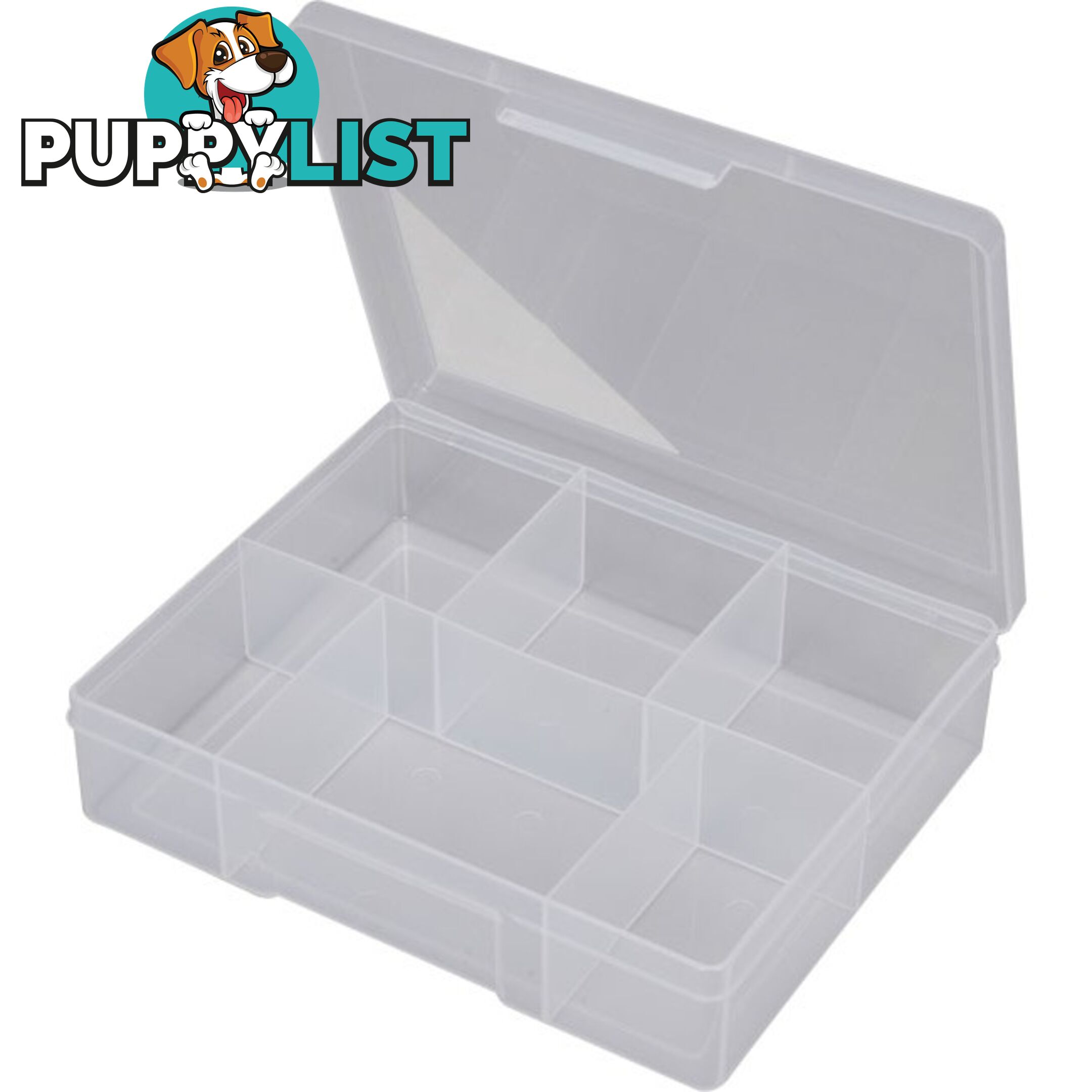 1H038 6 COMPARTMENT STORAGE BOX MEDIUM PLASTIC CASE