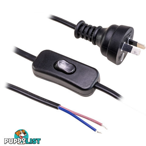 18BS INLINE SWITCH POWER LEAD BLACK 2.3MT 2 CORE