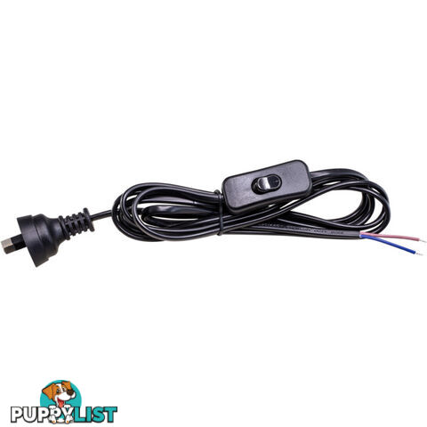 18BS INLINE SWITCH POWER LEAD BLACK 2.3MT 2 CORE