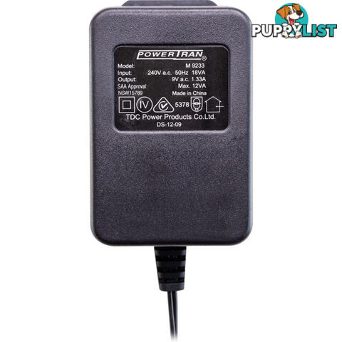 M9233 9V 1.33 AMP AC POWER SUPPLY 9VAC 2.1MM PLUG