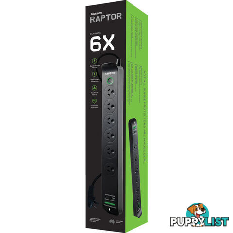 RAP6 RAPTOR 6 WAY SURGE PROTECTED POWERBOARD 30W PD USB-C 30W QC USB-A