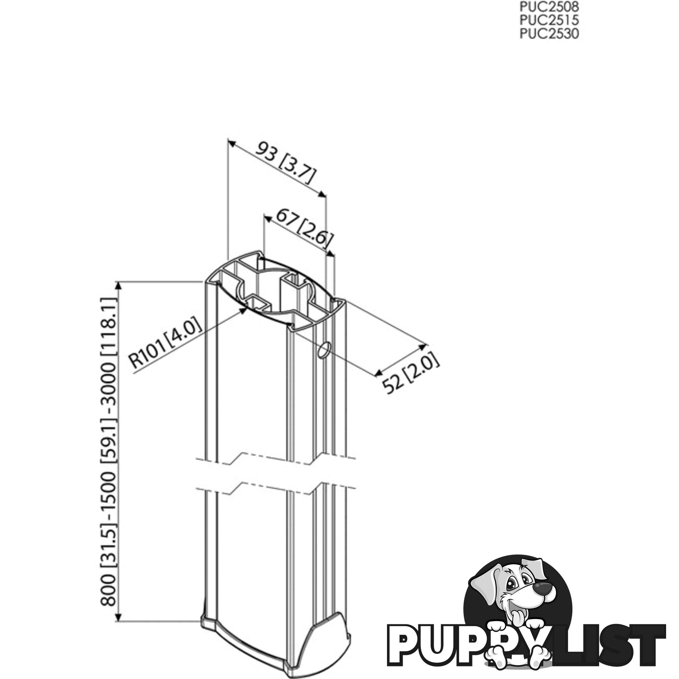 PUC2530B 300CM CONNECT-IT POLE SYSTEM