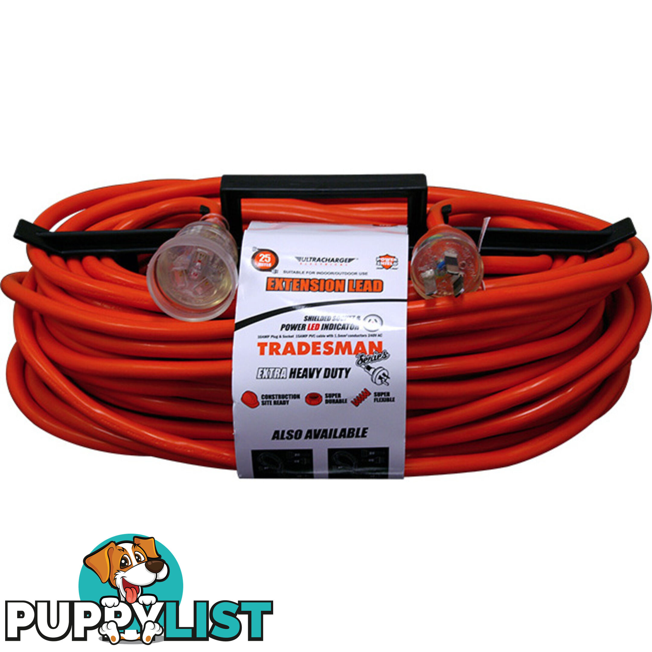 UR24025T 25M HEAVY DUTY EXTENSION LEAD TRADESMAN- ORANGEAND CLEAR PLUG