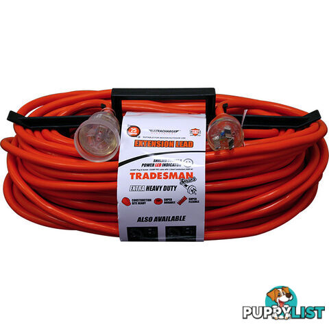 UR24025T 25M HEAVY DUTY EXTENSION LEAD TRADESMAN- ORANGEAND CLEAR PLUG