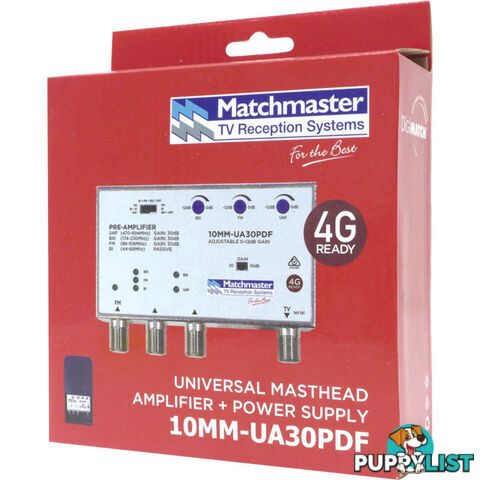 10MM-UA30PDF 30DB MASTHEAD AMP WITH 4G/5G FILTER & POWER SUPPLY