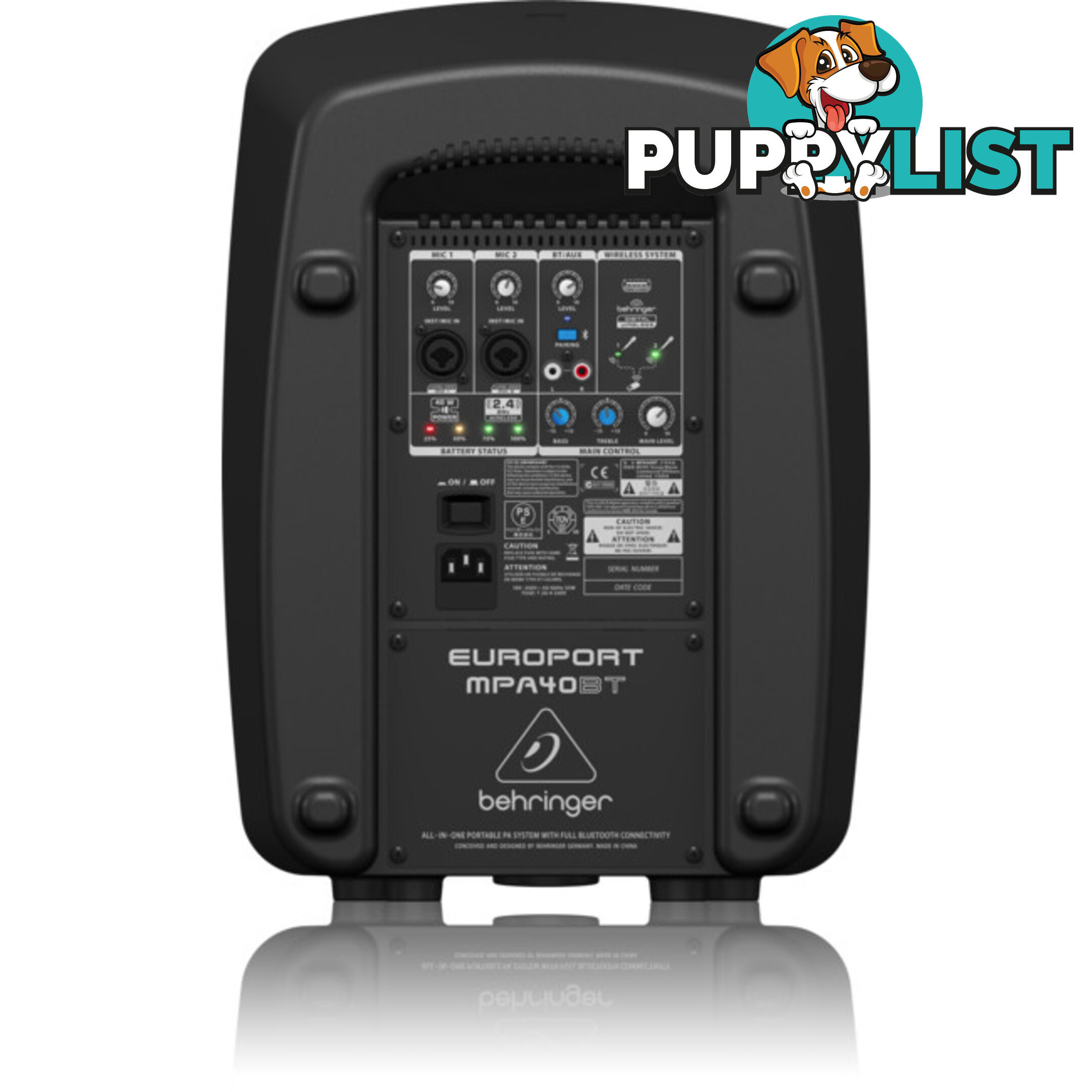 MPA40BT 40W PORTABLE PA SYSTEM WITH BLUETOOTH AND BATTERY