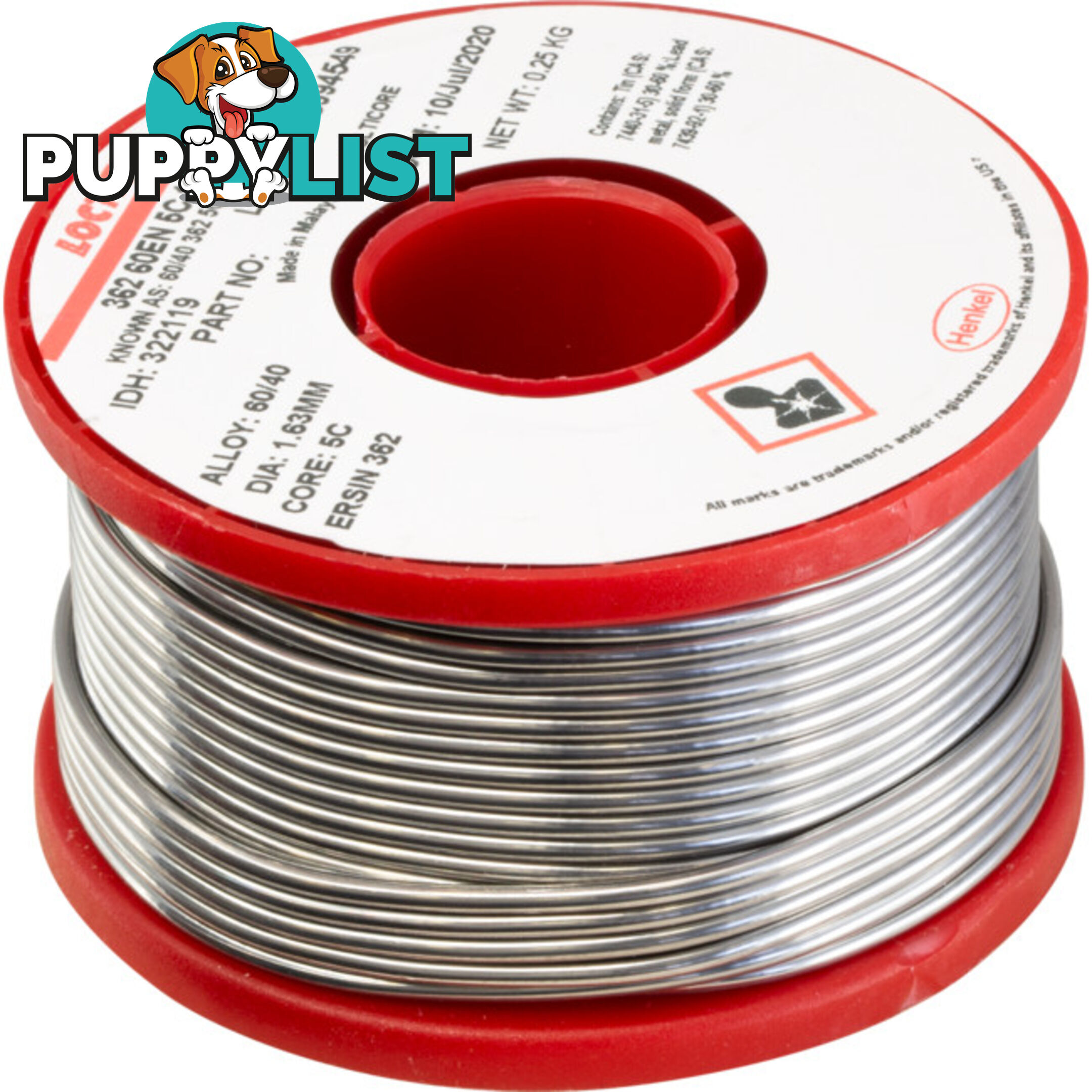 16250MCS 60/40 250G 1.63MM SOLDER 60% TIN, 40% LEAD - MULTICORE