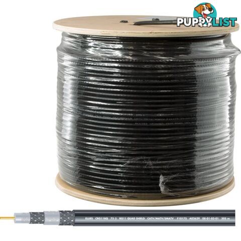 CRG6UBT-305M RG6 TRI SHIELD COAX CABLE 305M WOODEN DRUM FOXTEL APP# F10176