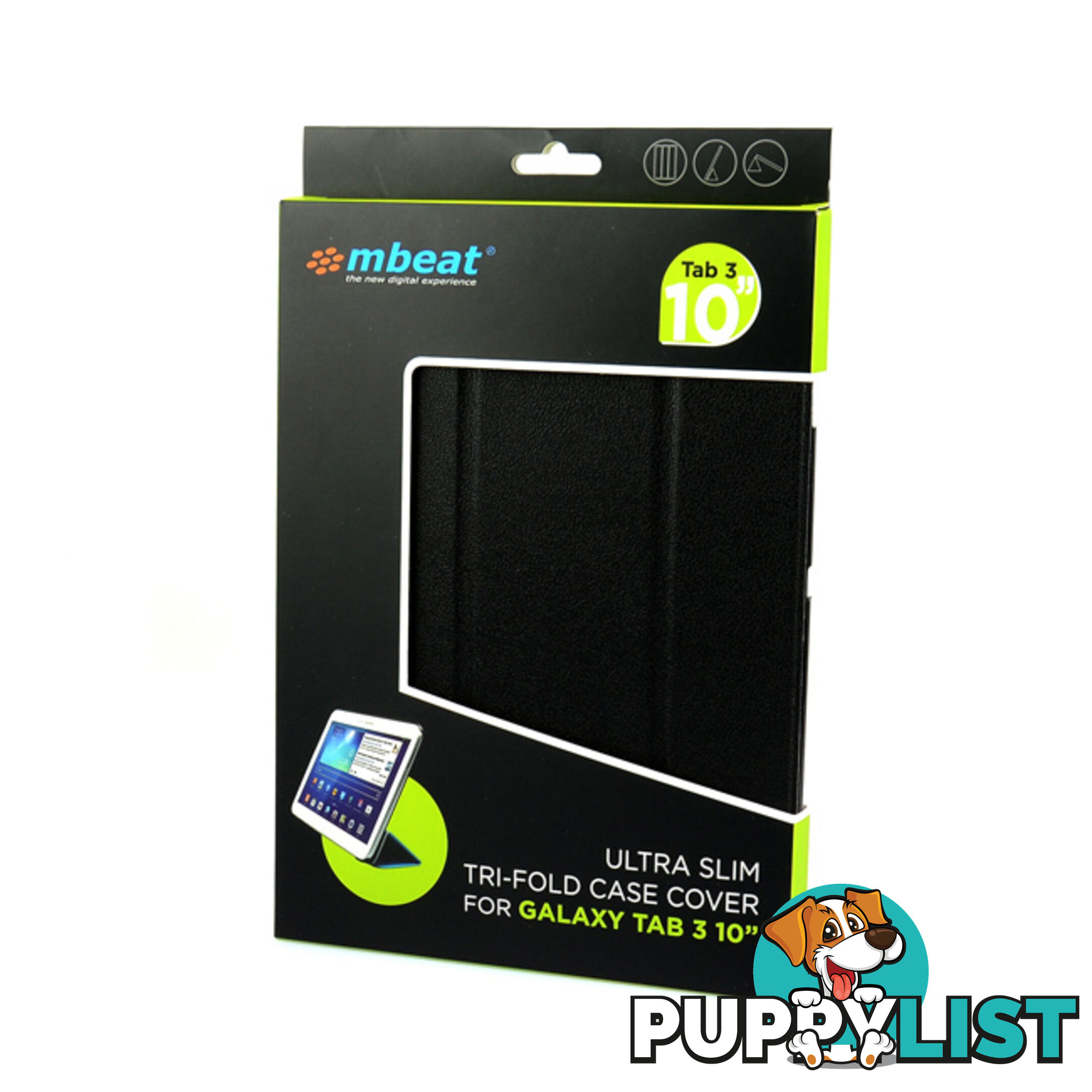 T3-10CASBLK GALAXY TAB3 10" SLIM CASE BLK TRI-FOLD MBEAT