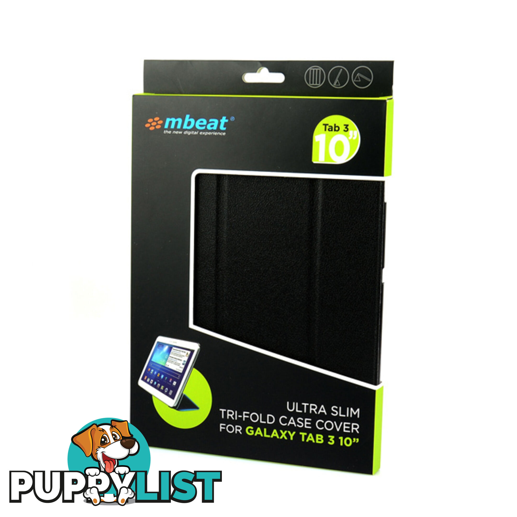 T3-10CASBLK GALAXY TAB3 10" SLIM CASE BLK TRI-FOLD MBEAT