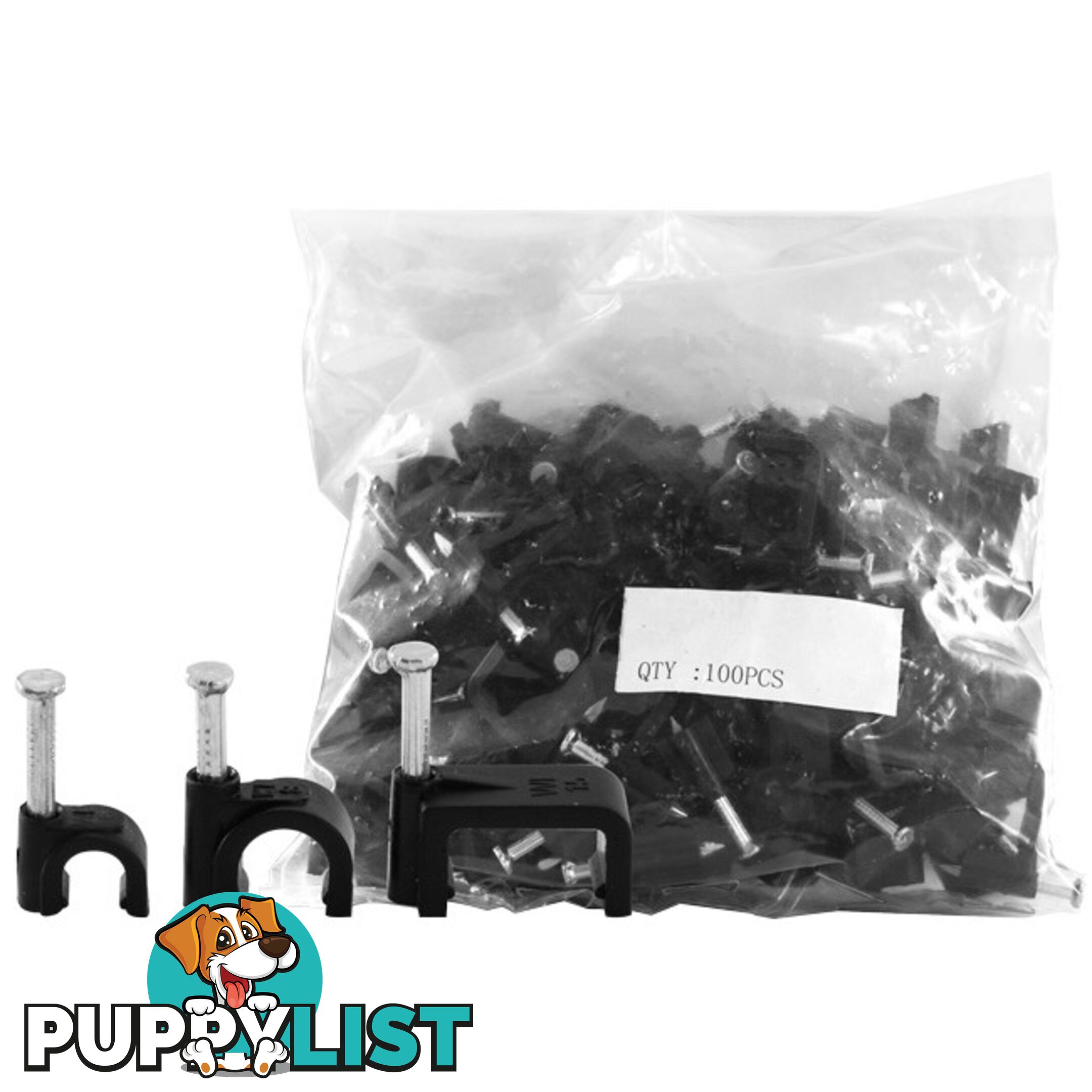 8RCCB 8MM CABLE CLIP TO SUIT RG6QUAD CABLE ROUND BLACK 100PACK