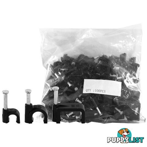 8RCCB 8MM CABLE CLIP TO SUIT RG6QUAD CABLE ROUND BLACK 100PACK