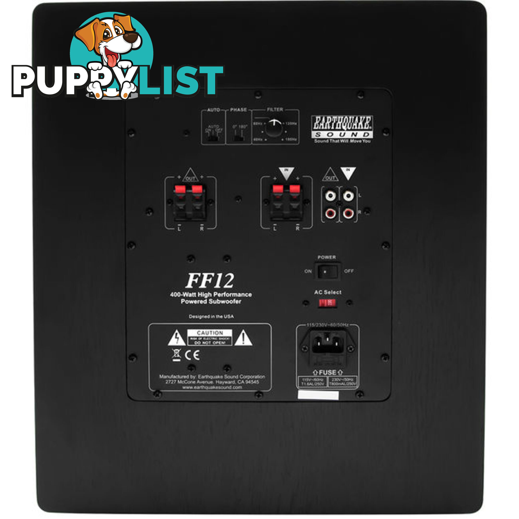 FF12 12" FRONT FIRING SUBWOOFER BLACK EARTHQUAKE