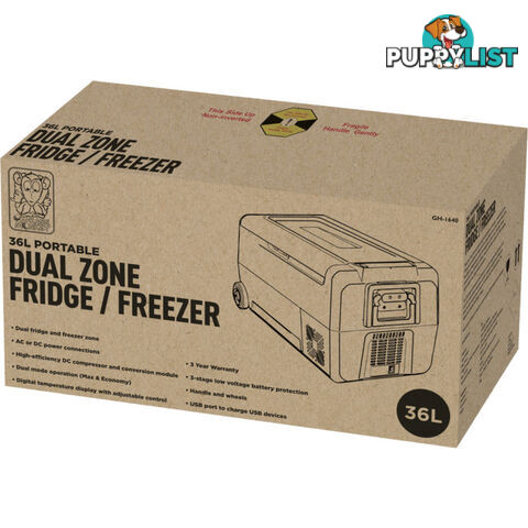 GH1640 36L PORTABLE FRIDGE AC DC BRASS MONKEY