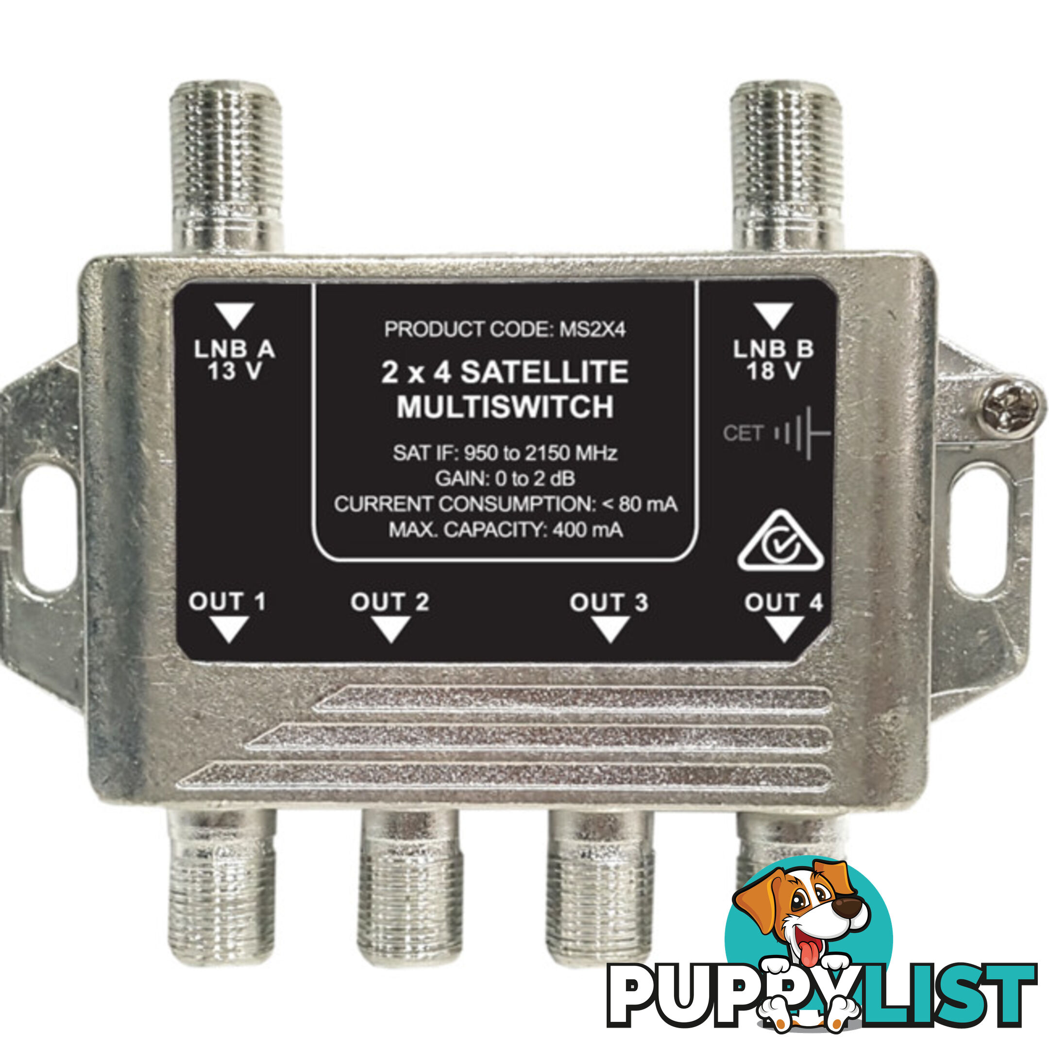 MS2X4 MULTISWITCH 2 WIRE 4 OUT FOXTEL APPROVED F30931