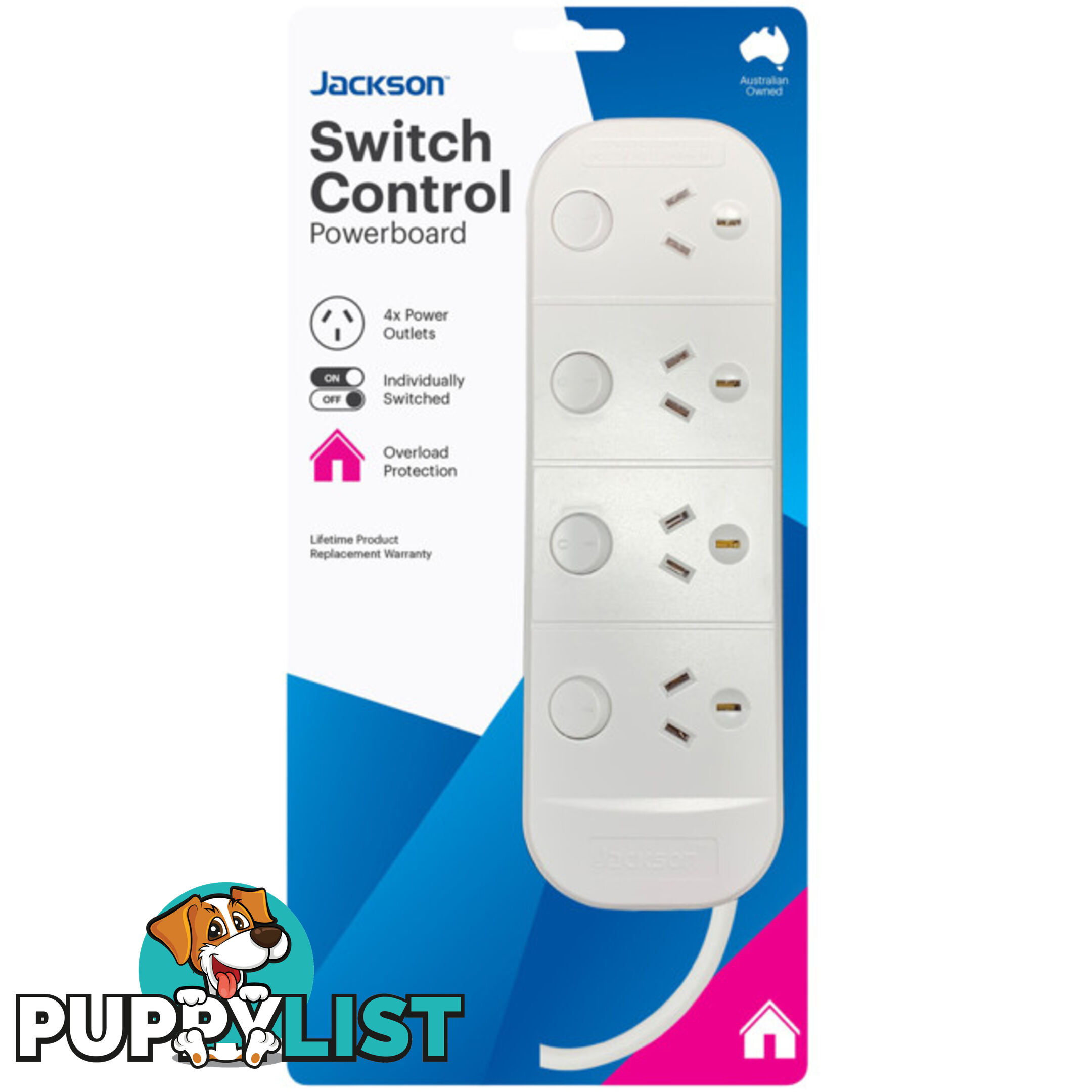 PT1614 4 OUTLET SWITCHED POWERBOARD WHITE