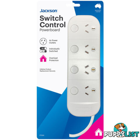 PT1614 4 OUTLET SWITCHED POWERBOARD WHITE