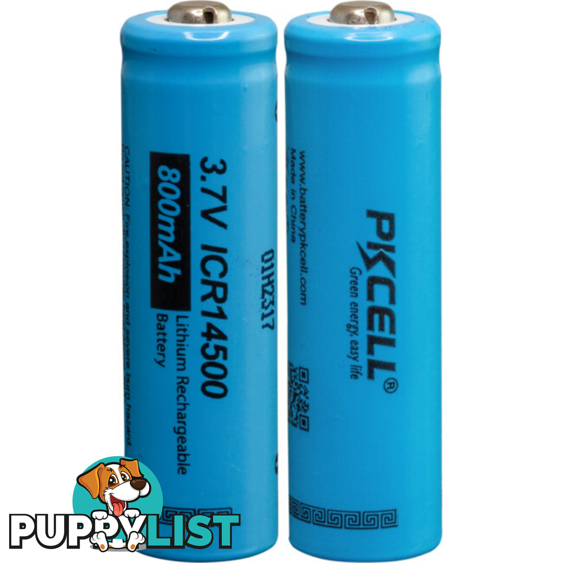 PK14500 3.7V 800MAH 14500 LI-ION BATTERY 2PK RECHARGEABLE PKCELL 2PCS/SHRINK