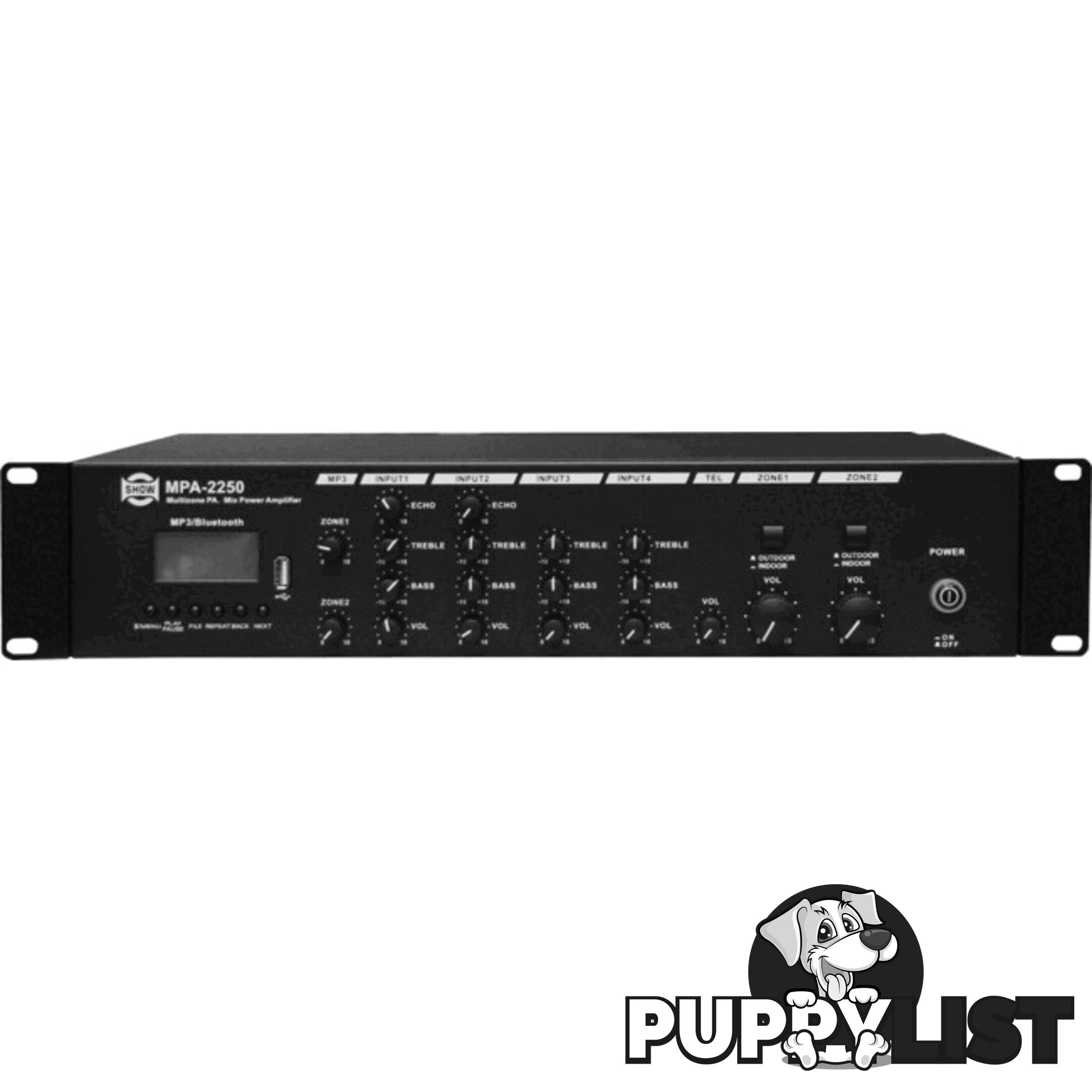 MPA2250 2 ZONE CLASS D AMPLIFIER WITH MP3 USB BT 250W*2 4 LINE/MIC IN