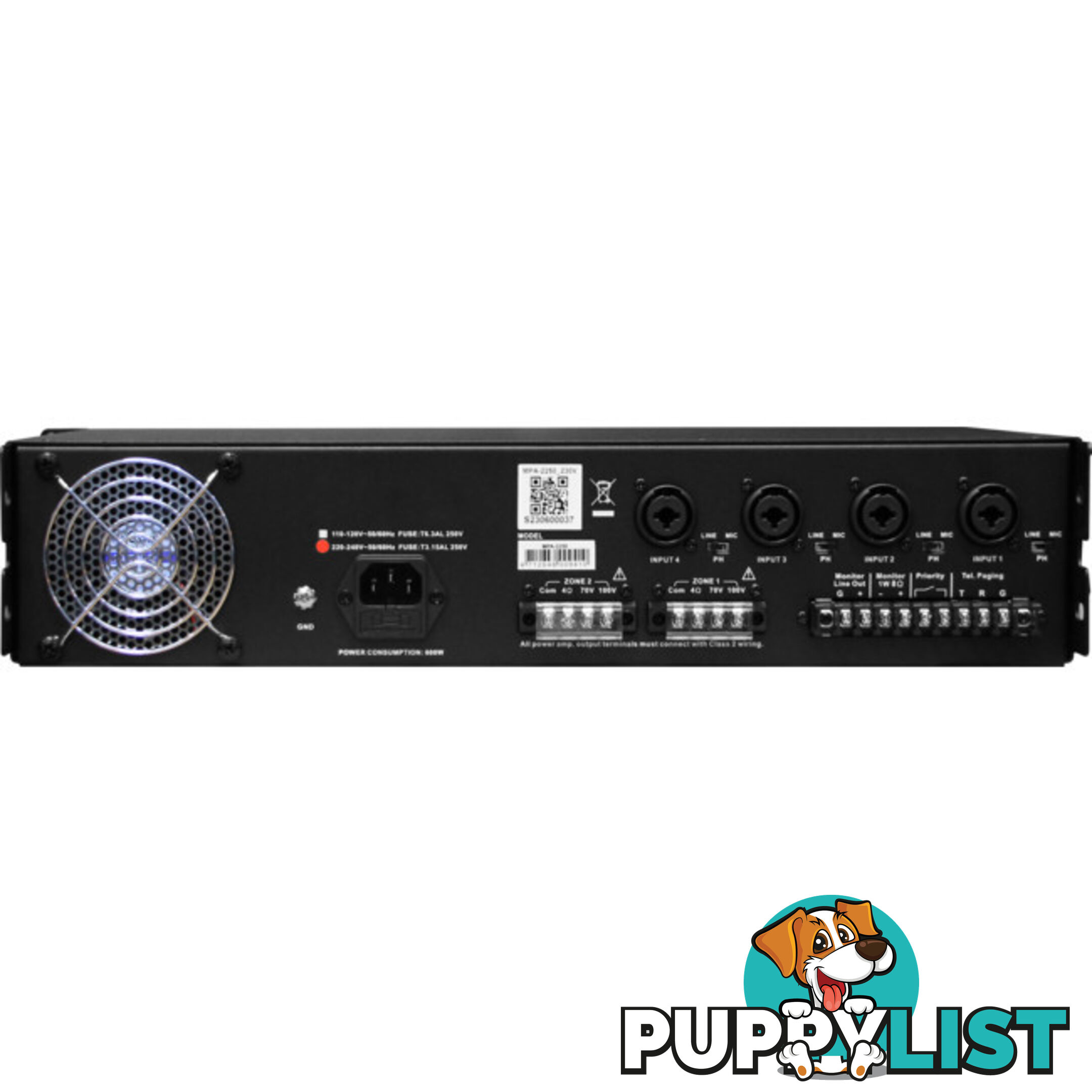 MPA2250 2 ZONE CLASS D AMPLIFIER WITH MP3 USB BT 250W*2 4 LINE/MIC IN