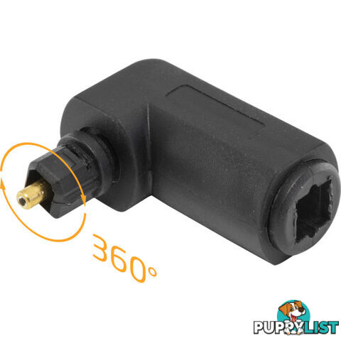 PA1908 TOSLINK RIGHT ANGLE ADAPTOR PLUG TO SOCKET W/ ROTATING END