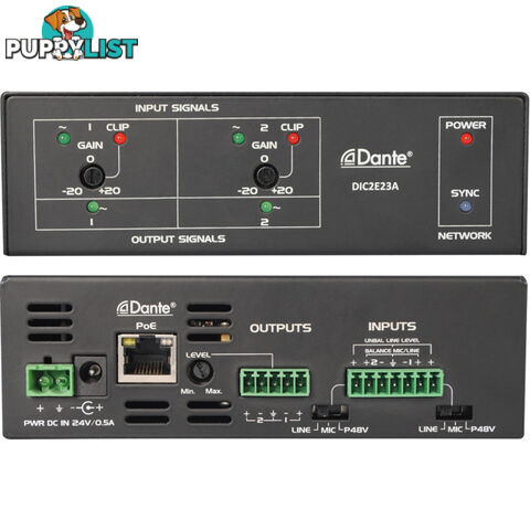 DIC2E23A 2CH ANALOGUE DANTE CONVERTER MIC OR LINE 2CH IN/OUT PUTS