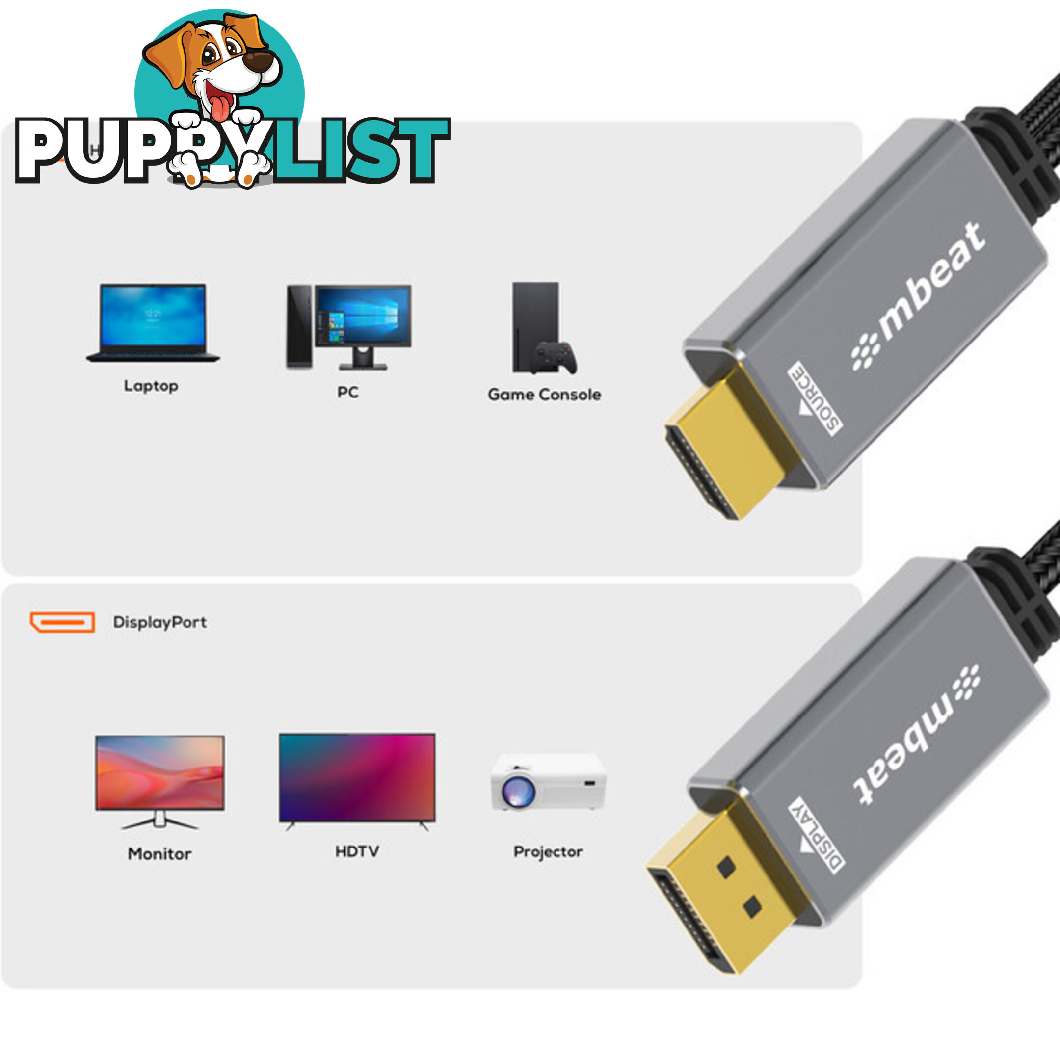 LC7996 4K 1.8M HDMI TO DISPLAY PORT CABLE WITH USB POWER TOUGH LINK