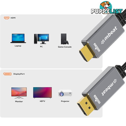 LC7996 4K 1.8M HDMI TO DISPLAY PORT CABLE WITH USB POWER TOUGH LINK