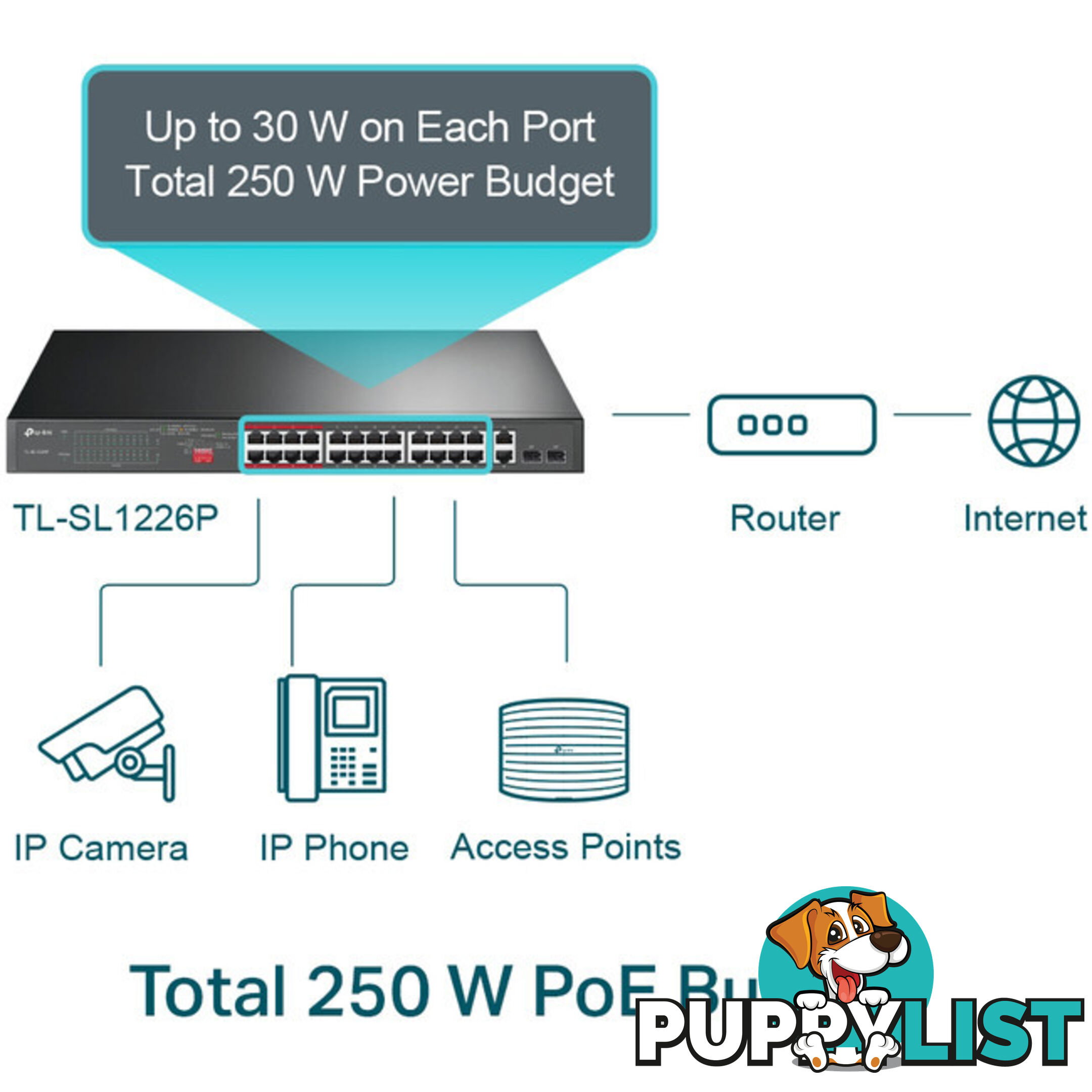 SL1226P 24+2 PORT POE+ SWITCH 250W