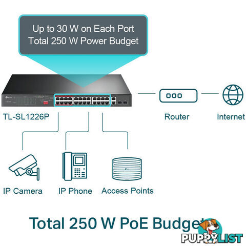 SL1226P 24+2 PORT POE+ SWITCH 250W