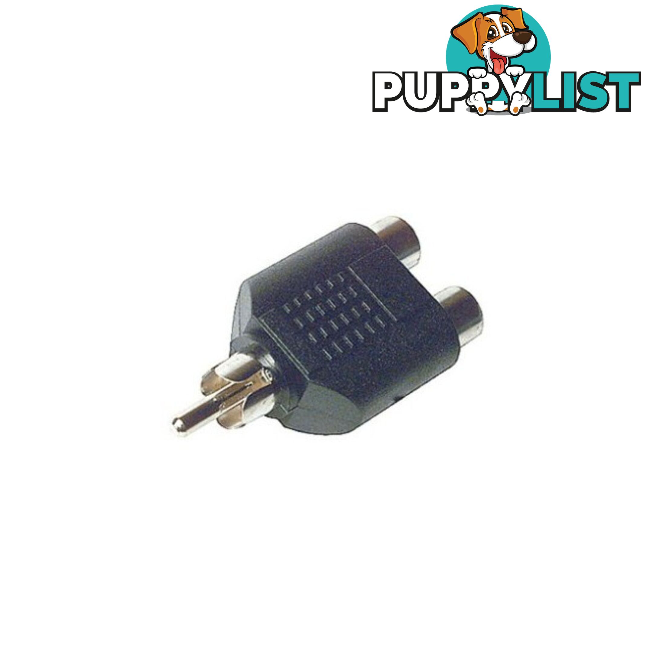 PA4216 RCA PLUG TO 2X RCA SOCKETS PLASTIC DOUBLE ADAPTOR